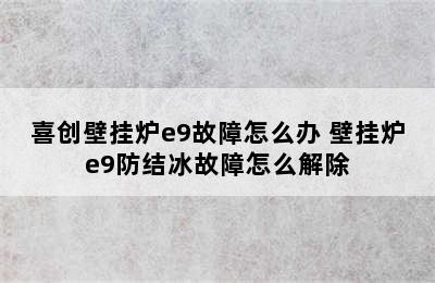 喜创壁挂炉e9故障怎么办 壁挂炉e9防结冰故障怎么解除